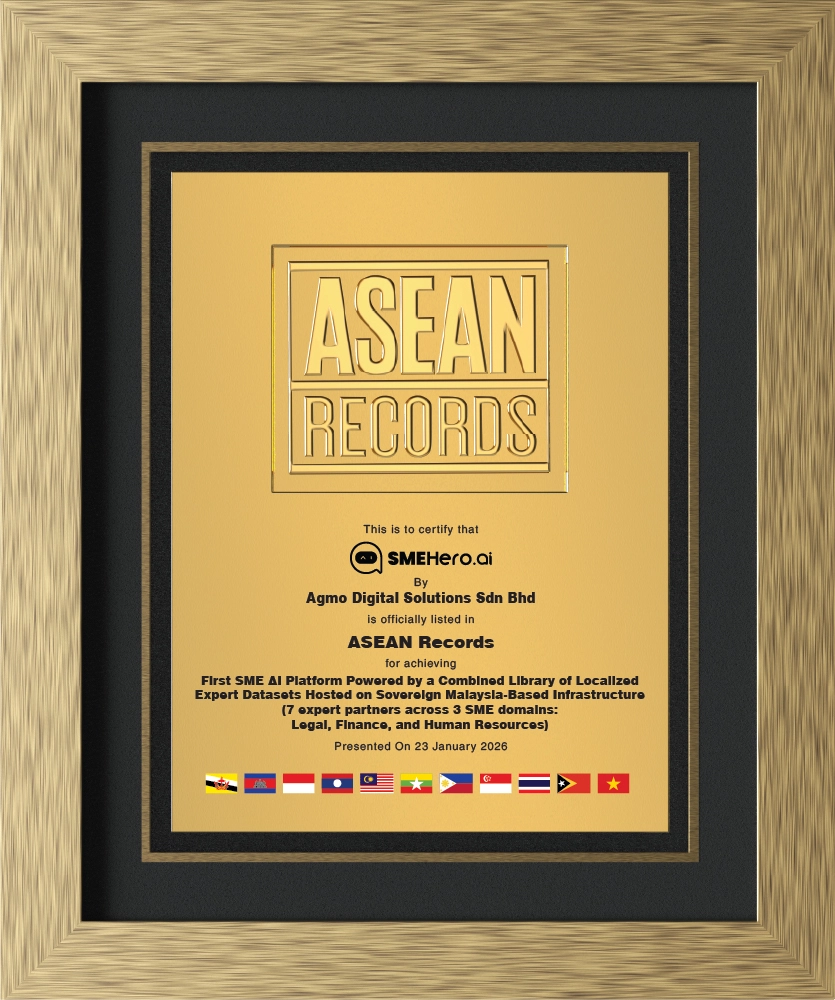 ASEAN Records certificate for SMEHero.ai